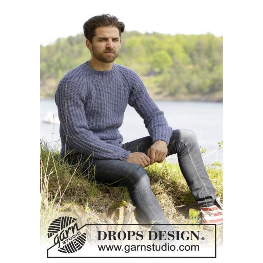 Twin River Herrenpullover mit Raglanärmeln Strickanleitung - Drops Design (PDF) bei bei bei bei bei bei bei bei Lieblingsgarn
