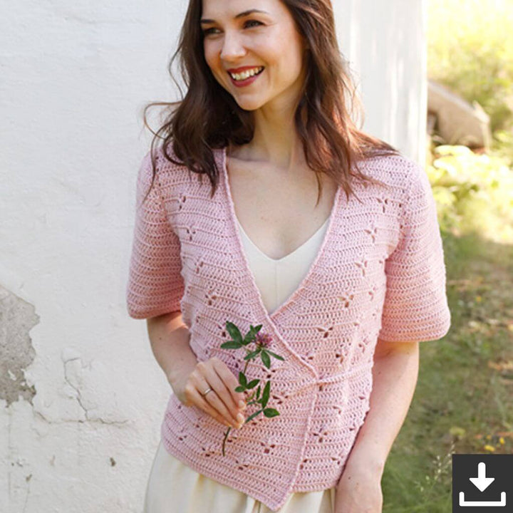 Drops Design Pattern Kurzarm Hortense Wrap Cardigan Häkelset - Drops (PDF) bei bei bei bei bei bei bei bei bei Lieblingsgarn