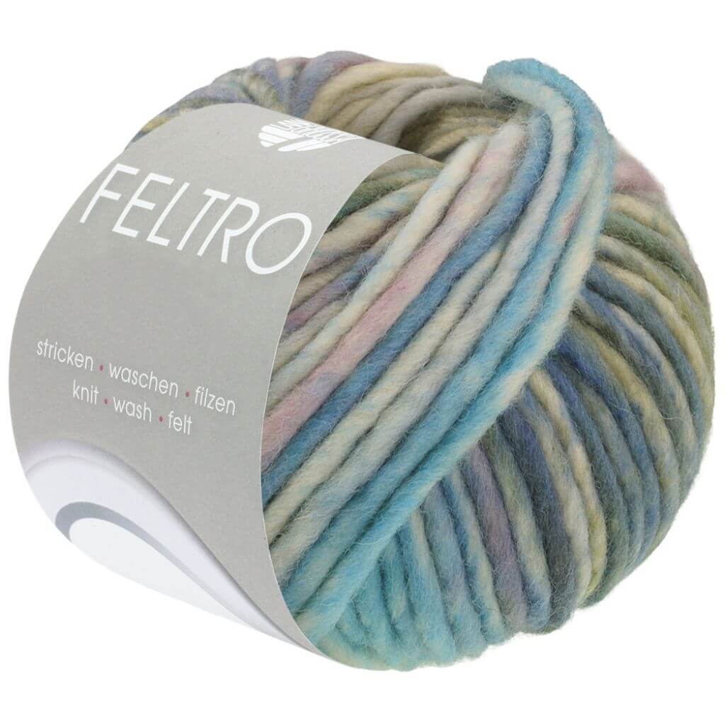 Lana Grossa Feltro Camino, Farbe 848 Graublau/Grau/Türkis/Petrol/Dunkelgrau/ Graubeige – Schurwolle bei Lieblingsgarn