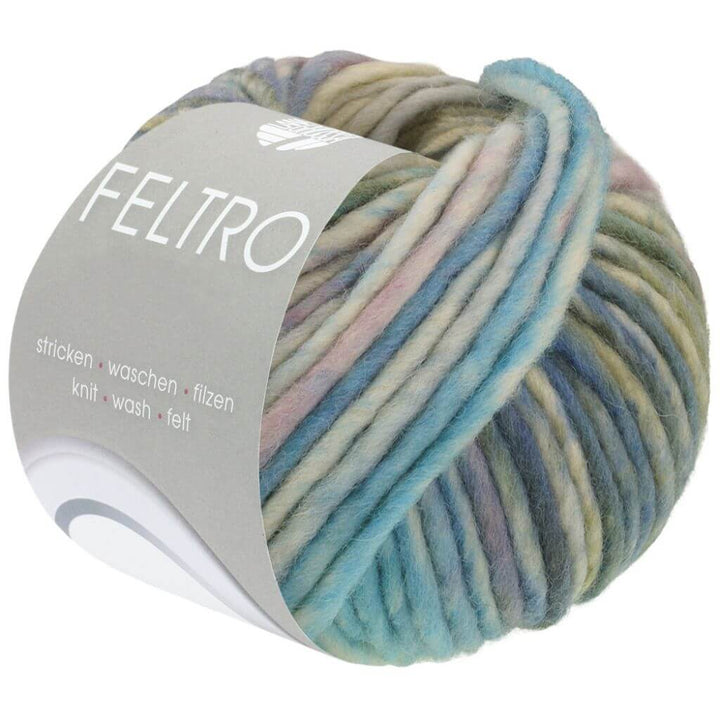 Lana Grossa Feltro Camino, Farbe 848 Graublau/Grau/Türkis/Petrol/Dunkelgrau/ Graubeige – Schurwolle bei Lieblingsgarn
