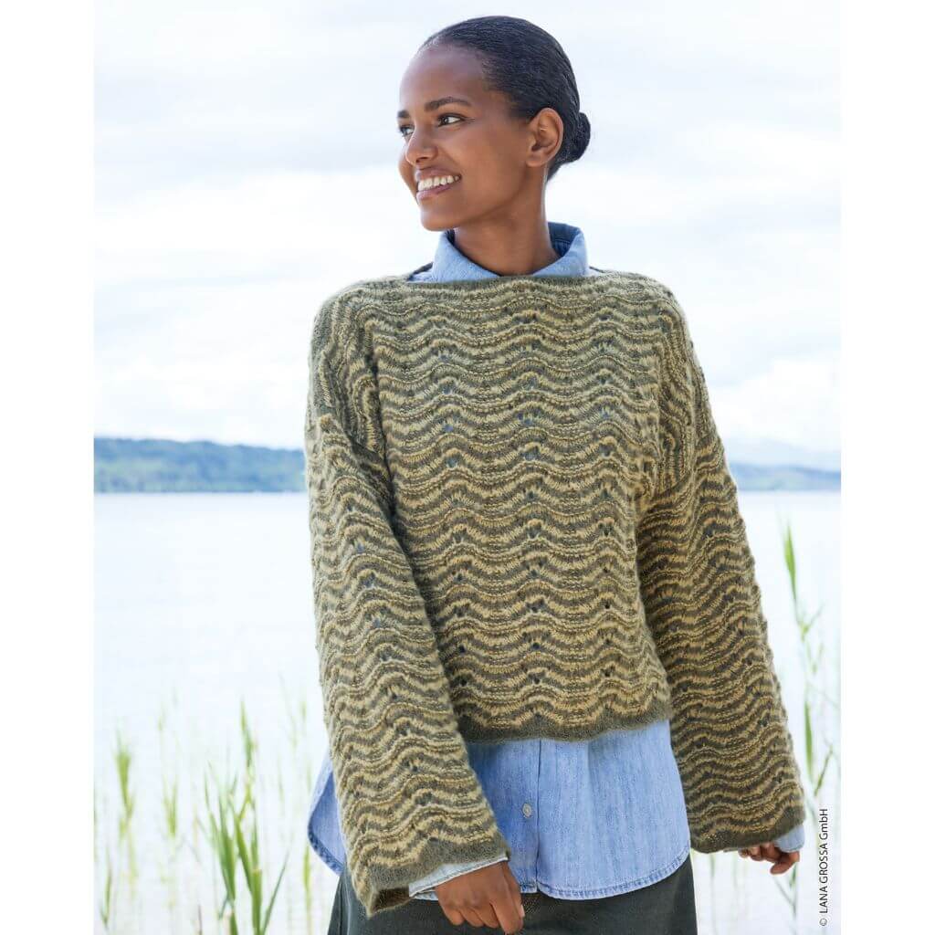 Lana Grossa Pattern Pullover im zweifarbigen Ajourwellenmuster Strickanleitung - Lana Grossa (Heft) Lieblingsgarn