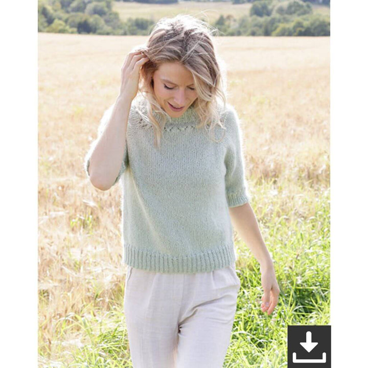 Drops Design Pattern Damen Pullover Fresh Mint Tea Strickset - Drops (PDF) bei bei bei bei bei bei bei bei Lieblingsgarn