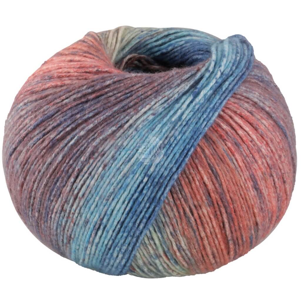 Lana Grossa Gomitolo Mambo, Farbe 2035 Pflaume/Erdbeer/Hellbeige/Jeans /Hellblau/ Beere/Hellgrau bei Lieblingsgarn