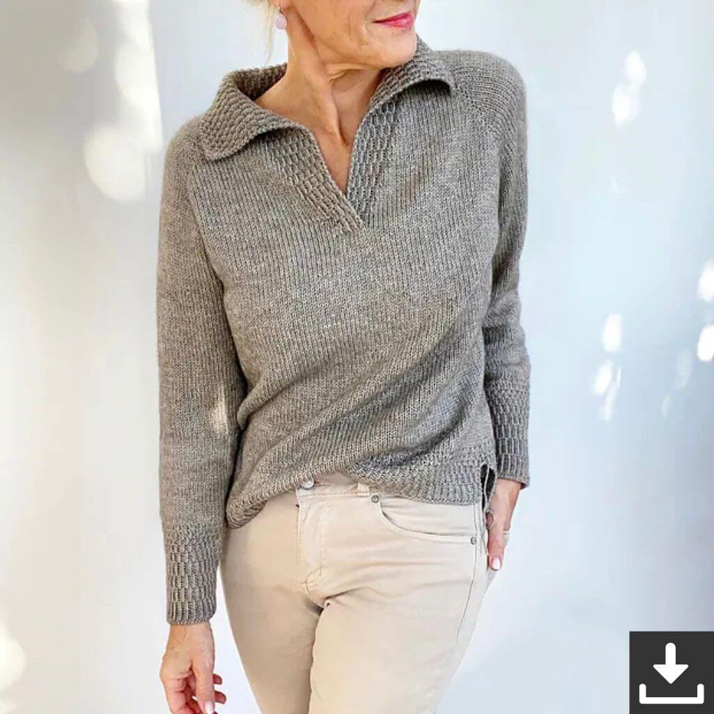 Hinterm Stein Pullover Perfect Polo Strickanleitung - Hinterm Stein (PDF) bei bei bei bei bei bei bei bei bei Lieblingsgarn