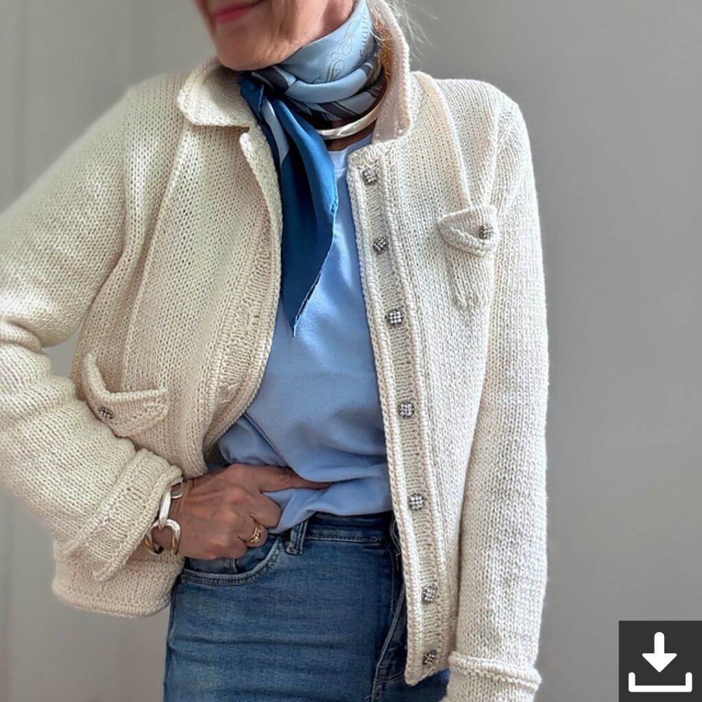 Hinterm Stein Strickjacke White Jeans Jacket Strickanleitung - Hinterm Stein (PDF) bei bei bei bei bei bei Lieblingsgarn