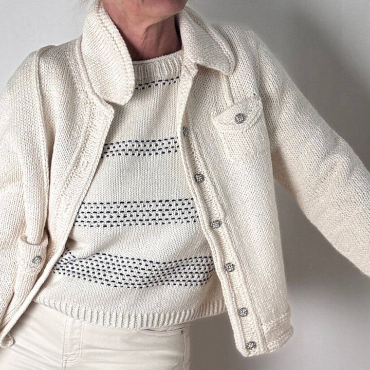 Hinterm Stein Strickjacke White Jeans Jacket Strickanleitung - Hinterm Stein (PDF) bei bei bei bei bei bei Lieblingsgarn