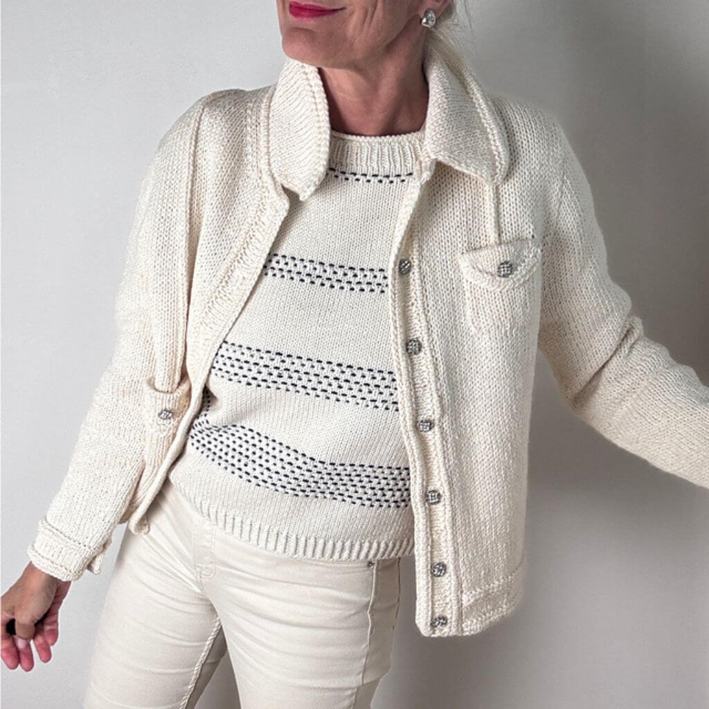 Hinterm Stein Strickjacke White Jeans Jacket Strickanleitung - Hinterm Stein (PDF) bei bei bei bei bei bei Lieblingsgarn