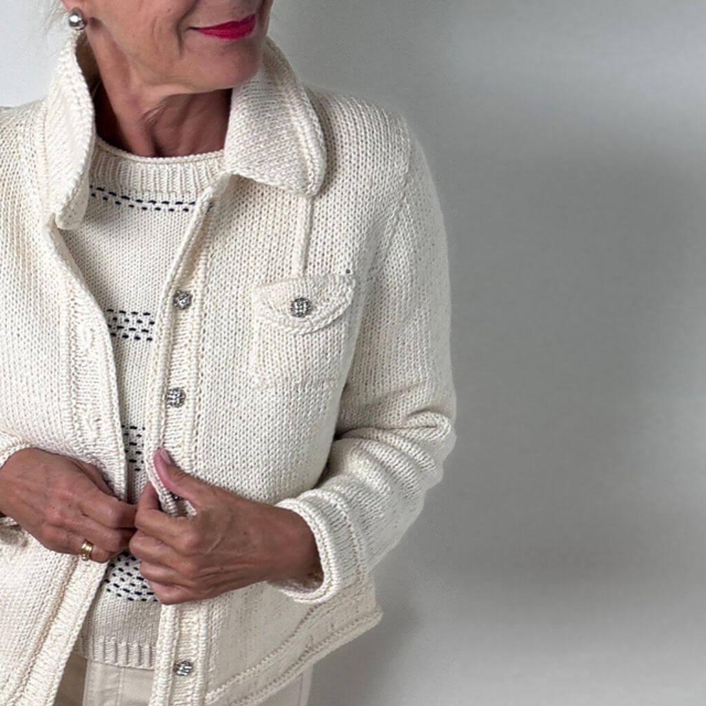 Hinterm Stein Strickjacke White Jeans Jacket Strickanleitung - Hinterm Stein (PDF) bei bei bei bei bei bei Lieblingsgarn