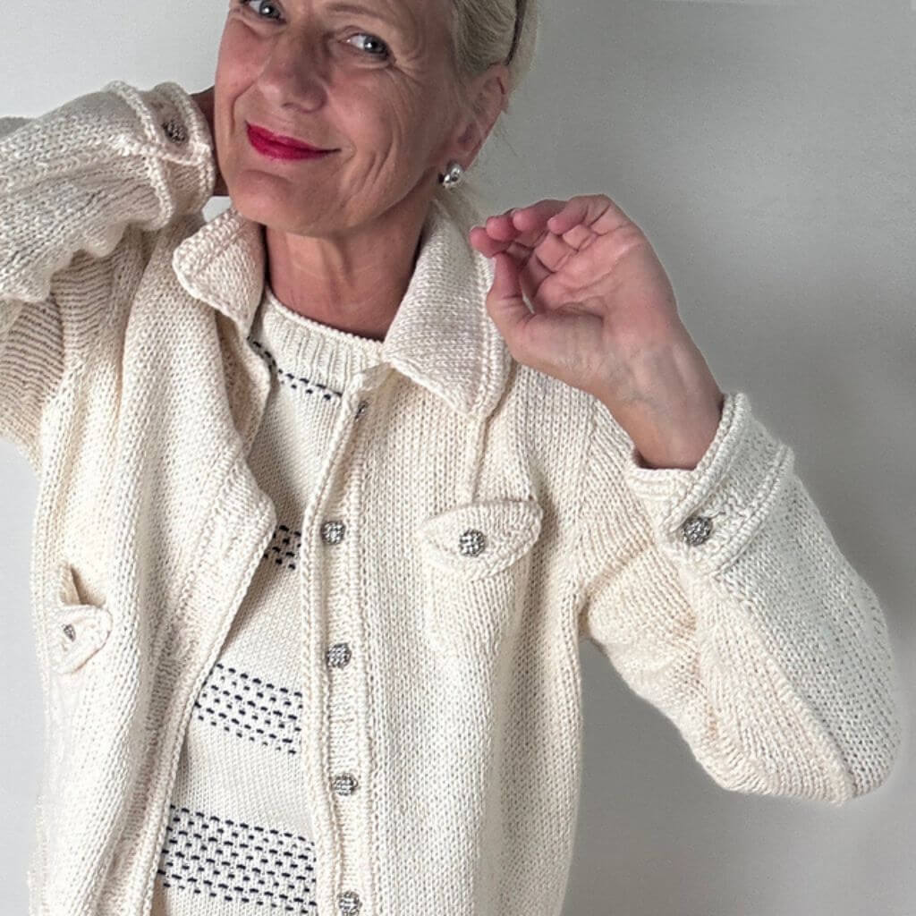 Hinterm Stein Strickjacke White Jeans Jacket Strickanleitung - Hinterm Stein (PDF) bei bei bei bei bei bei Lieblingsgarn
