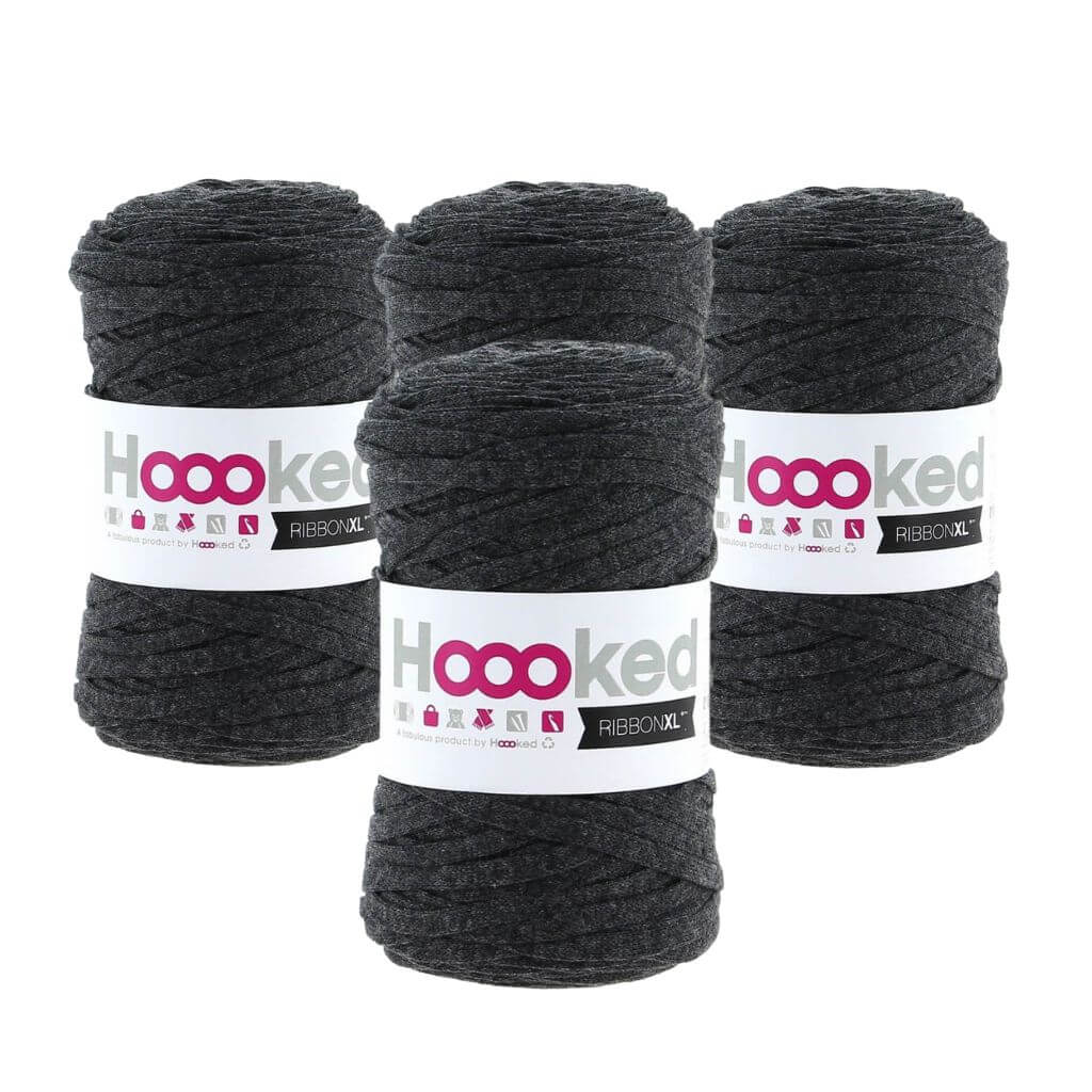 Hoooked Charcoal Anthrazit Hoooked RibbonXL 4er Spar-Set Lieblingsgarn