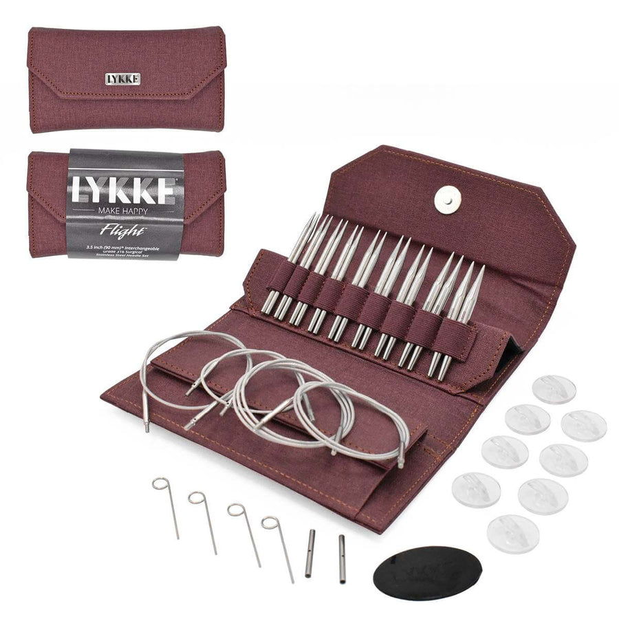 Lykke Needles Maroon / 3,25-6,50 mm Lykke Needles Nadelset auswechselbare Nadelspitzen Flight 2,00-3,00 mm Lieblingsgarn