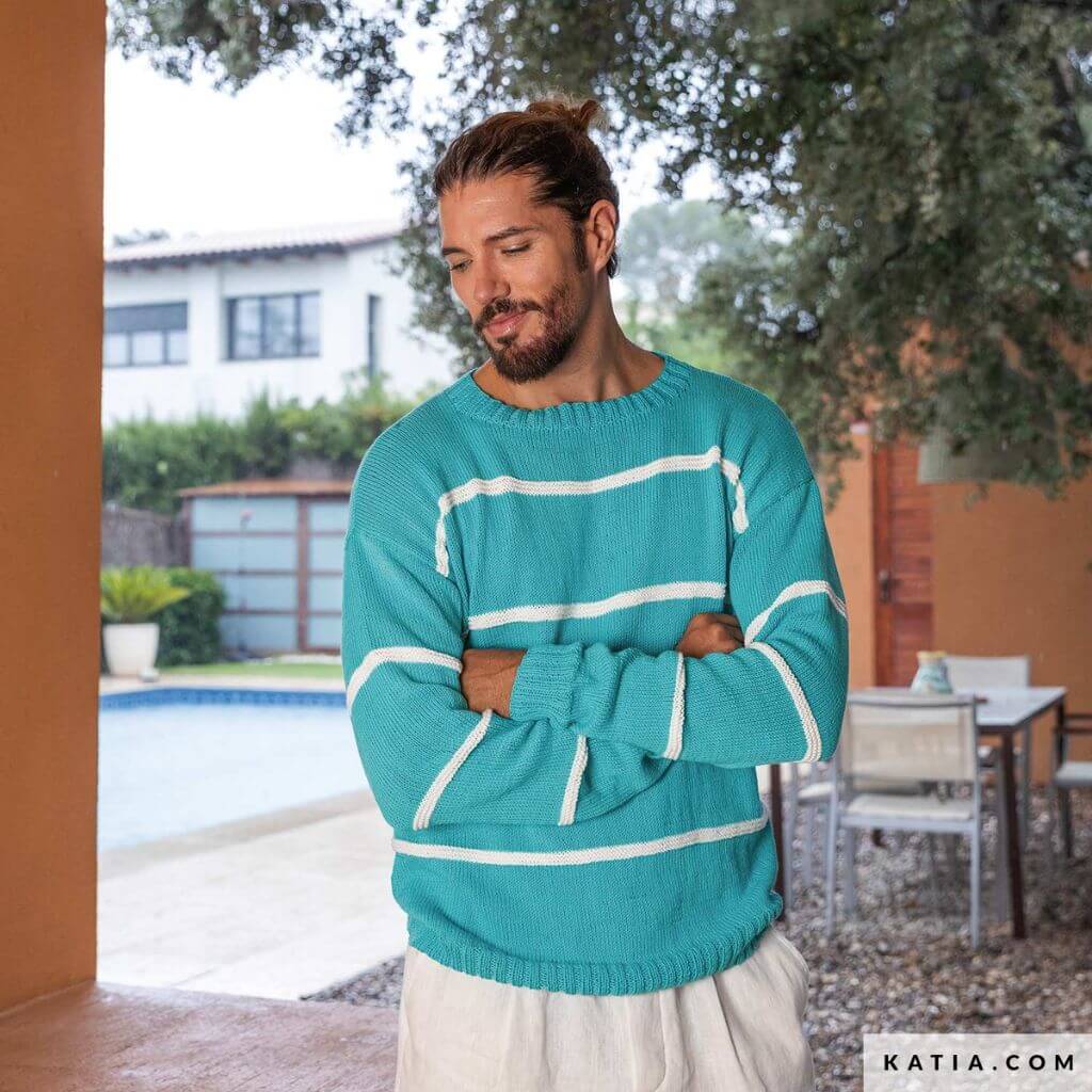 Katia Gestreifter Herrenpullover Strickanleitung - Katia (Heft) bei bei bei bei bei bei bei bei bei bei bei bei Lieblingsgarn