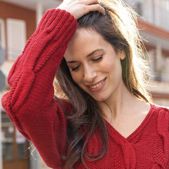 Katia Zopfmuster Pullover mit V-Ausschnitt Strickanleitung – Bild 3 von 3 bei bei Lieblingsgarn
