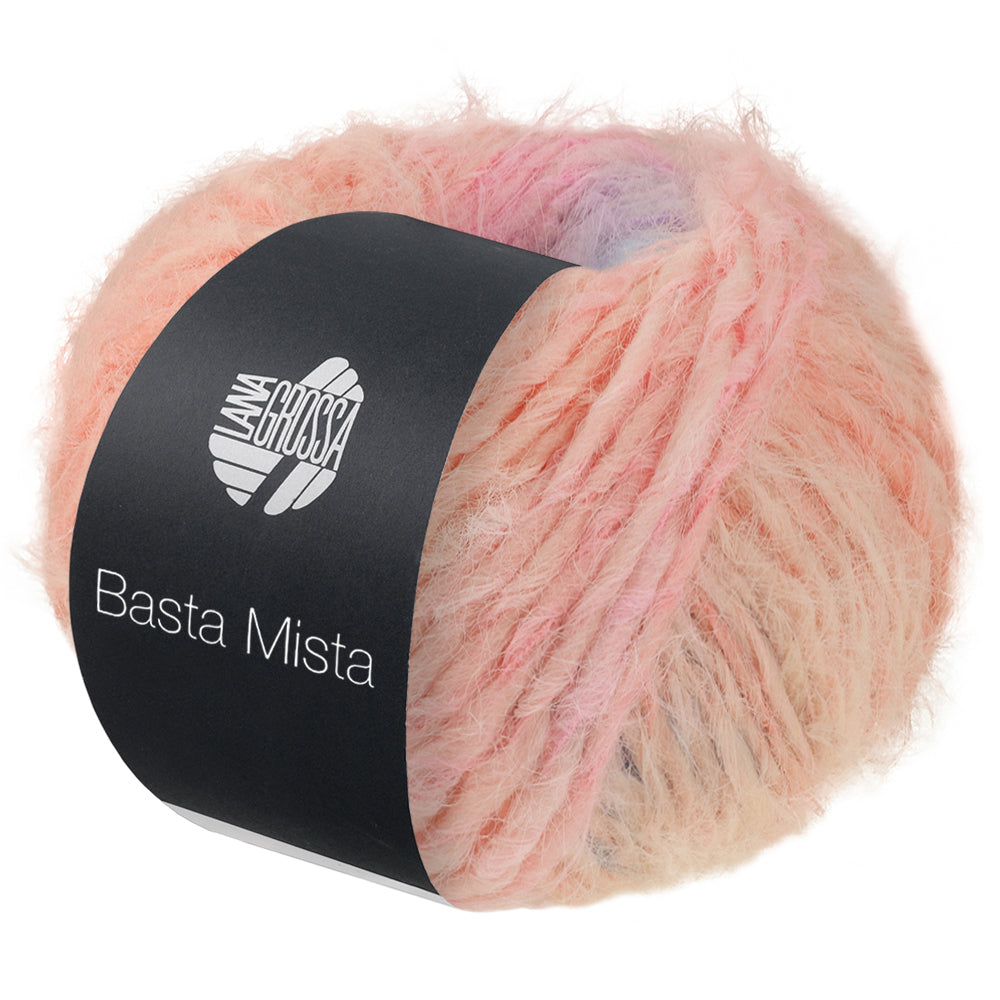 Lana Grossa Basta Mista, Farbe 113 Limette/Türkis/Aqua/Lachs/Rosa/Flieder – Schurwolle und Synthetik bei Lieblingsgarn