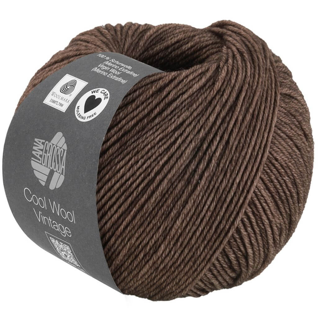 Lana Grossa Cool Wool Vintage, Farbe 7384 Dunkelbraun – Merino und Schurwolle bei Lieblingsgarn