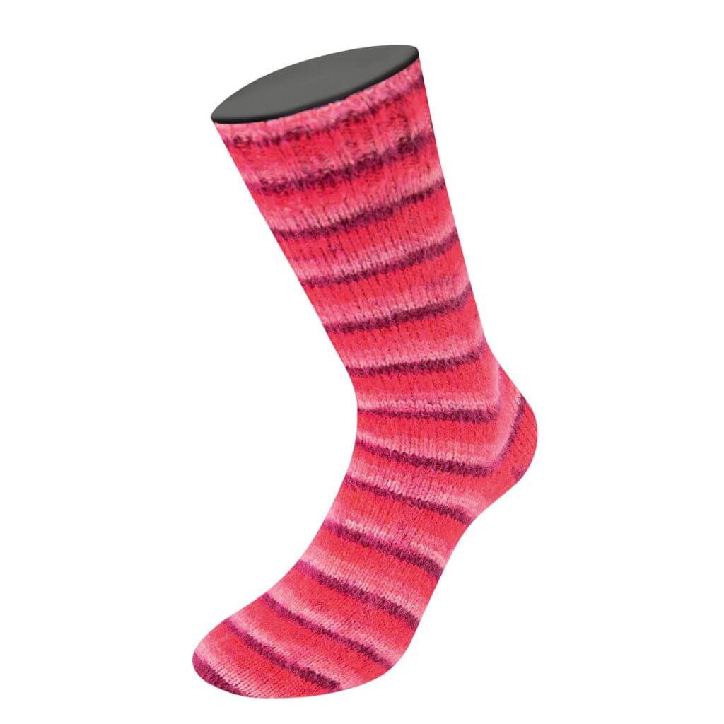 Lana Grossa 105 - Bordeaux/Rosa/Himbeer/Pink Lana Grossa Cosy Socks Soft Stripes Lieblingsgarn