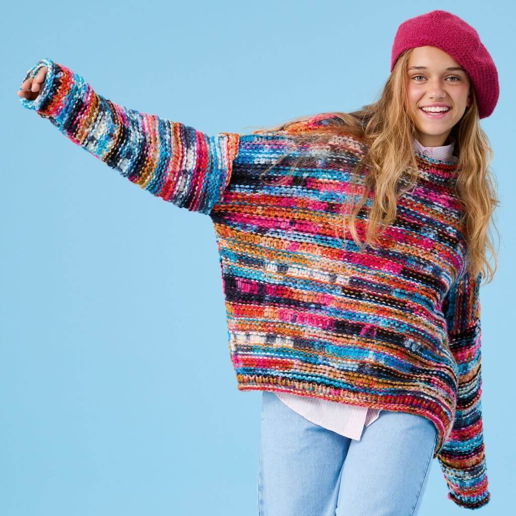 Lana Grossa Oversized-Pullover mit Fallmaschen Strickanleitung – Produktansicht bei bei bei bei bei bei bei Lieblingsgarn