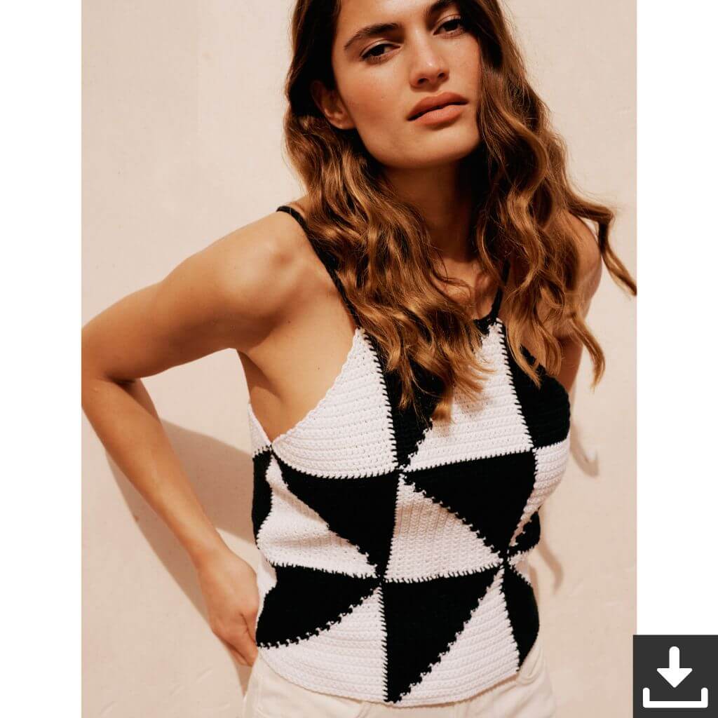 Lana Grossa Pattern Top mit geometrischem Muster Häkelanleitung - Lana Grossa (PDF) bei bei bei bei bei bei Lieblingsgarn