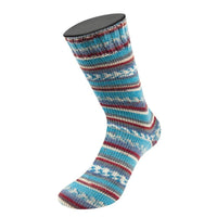 719 - Grau/Türkisblau/Weiß/Dunkel-/Rehbraun Gestreift/mit Jacquard