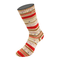 725 - Orient-/Erdbeerrot/Ecru/Braun/Rosa/Flieder/ Hellbeige/Dunkelblau Gestreift/mit Jacquard