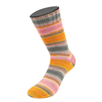 132 - Orange/Dottergelb/Lachsorange/Grau/Graubeige/ Zartrosa/Rosa/Nelke/Hellgrau Gestreift
