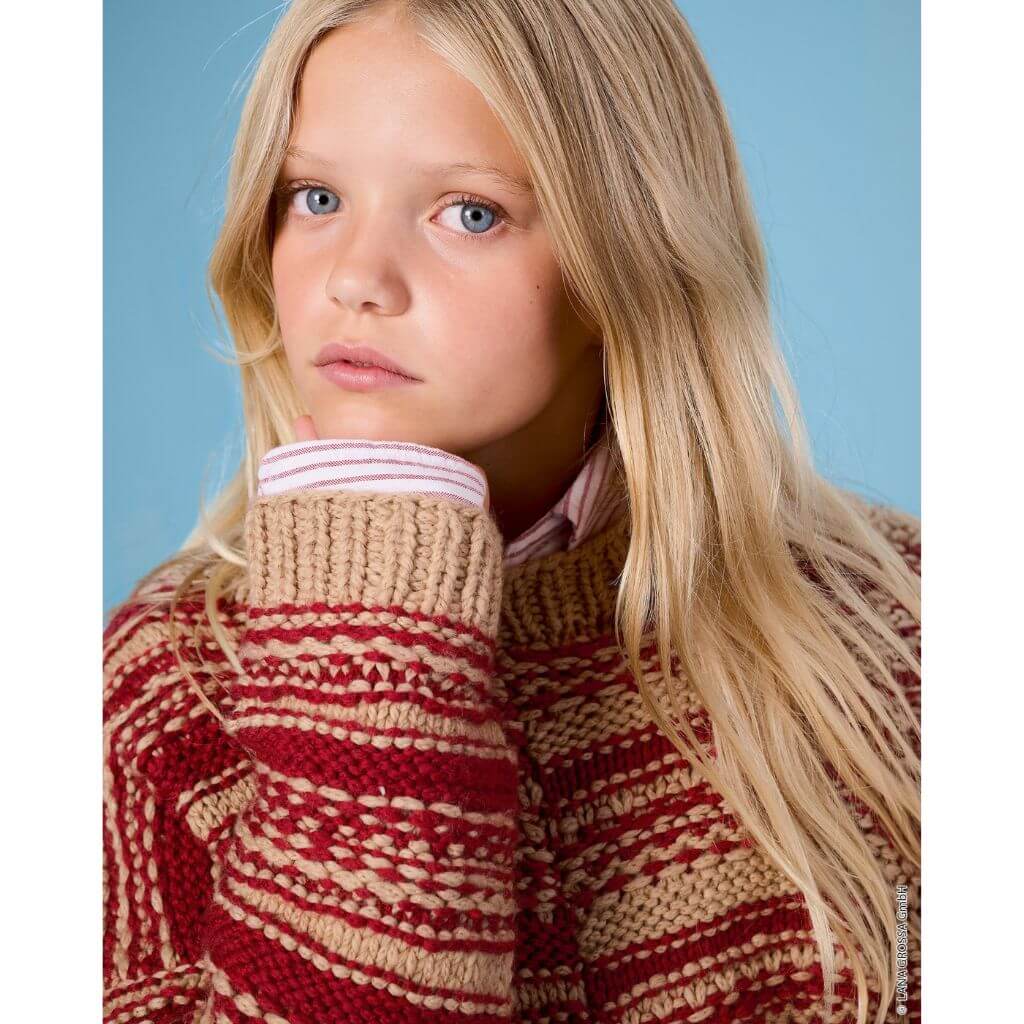 Lana Grossa Kinderpullover mit gespiegeltem Streifenmuster Strickanleitung – Bild 5 von 5 bei bei bei bei bei Lieblingsgarn