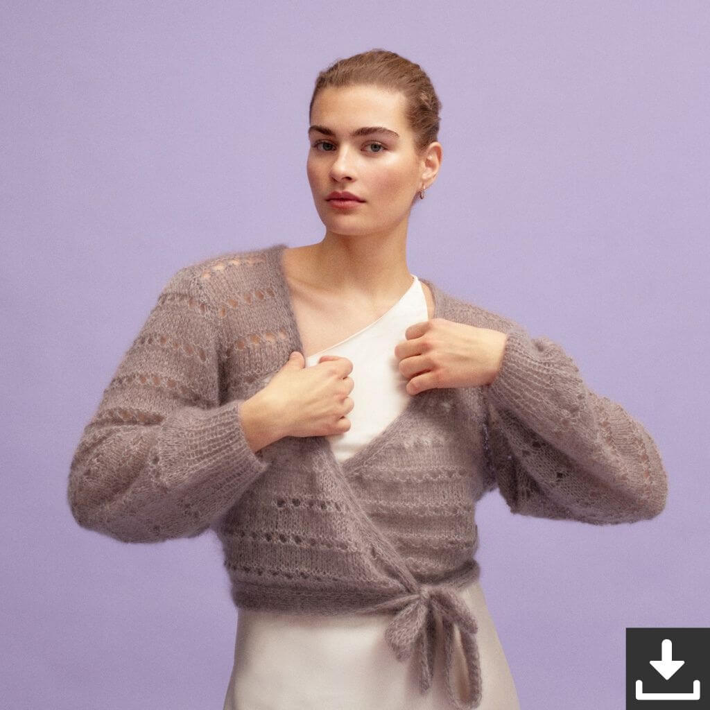 Wickeljacke mit Lochmuster Strickset - Lana Grossa (PDF)