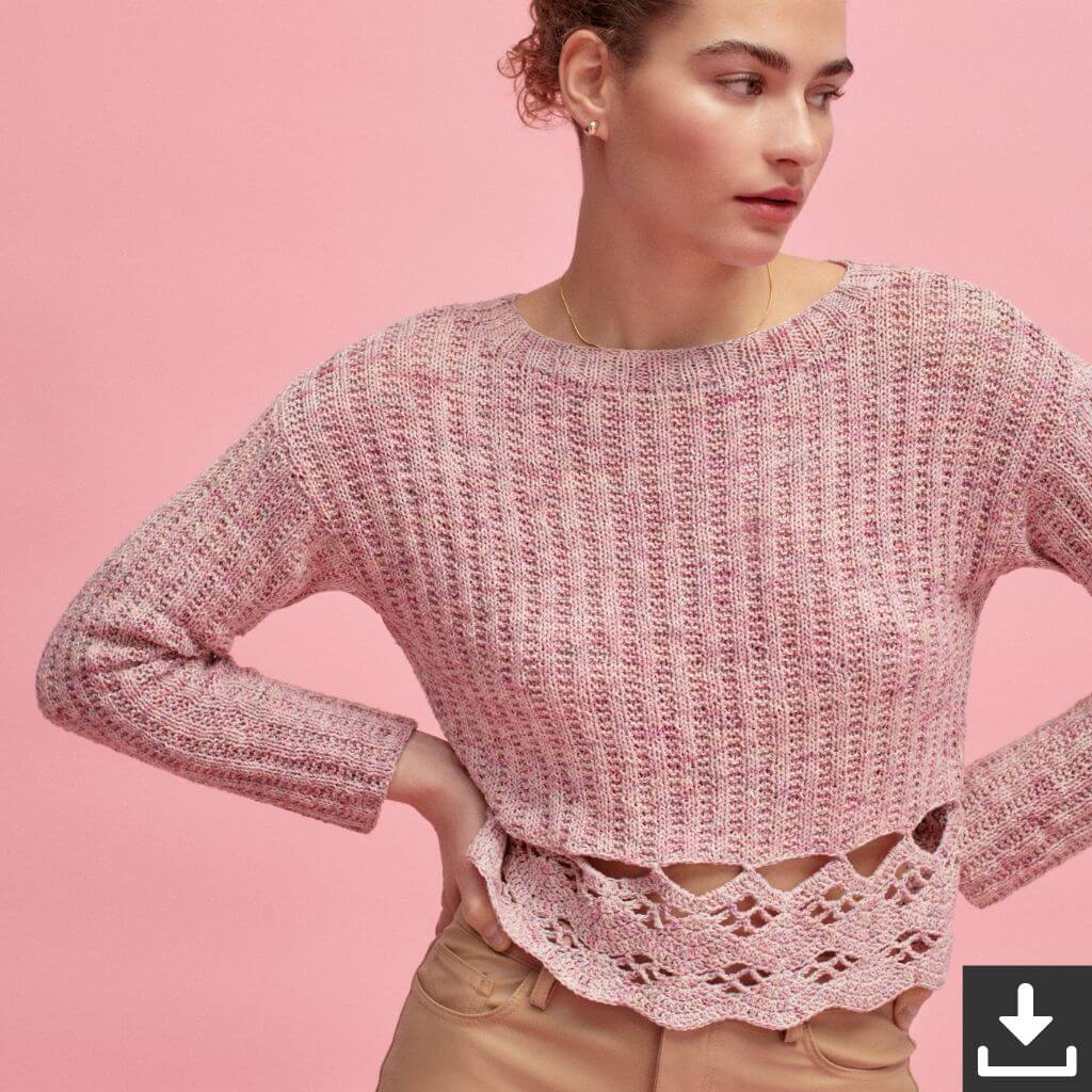 Lana Grossa Pattern Pullover mit Häkelborte Strickset - Lana Grossa (PDF) bei bei bei bei bei bei bei bei bei Lieblingsgarn