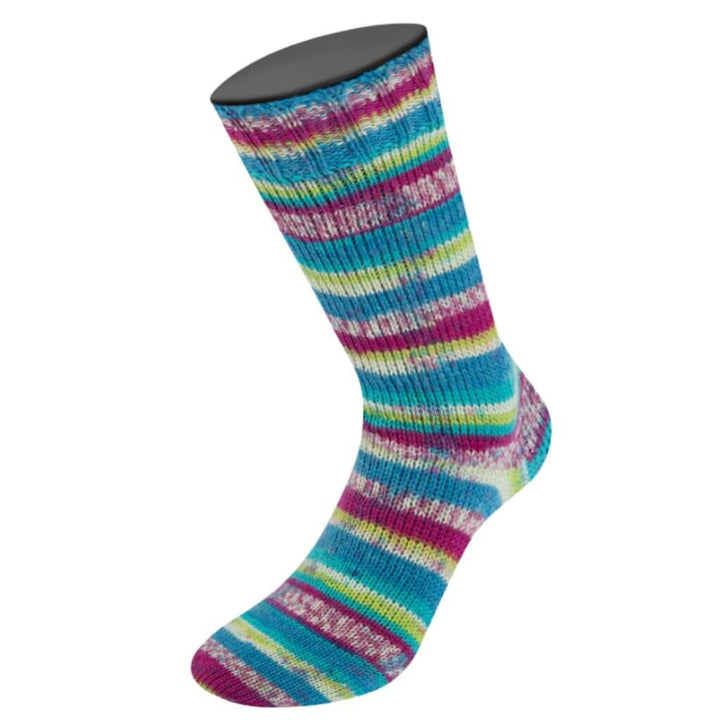 Lana Grossa Meilenweit 100 Aktion, Farbe 3056 Violett/Türkis/Pistazie/Rohweiß/Blau/Fuchsia – Polyamid und bei Lieblingsgarn