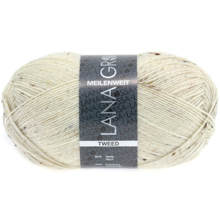 Lana Grossa Meilenweit 100 Tweed, Farbe 106 Natur meliert – Polyamid und Schurwolle bei Lieblingsgarn