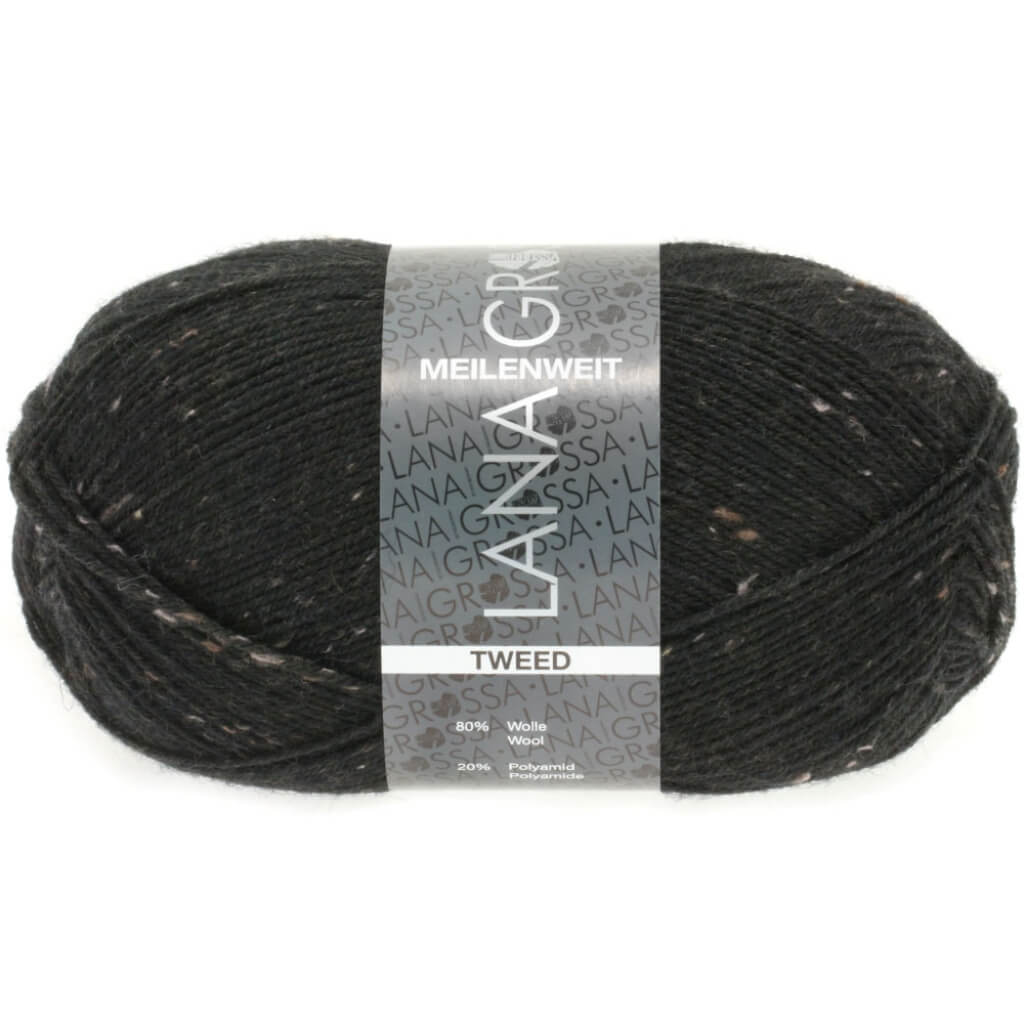 Lana Grossa Meilenweit 100 Tweed, Farbe 126 Schwarz – Polyamid und Schurwolle bei Lieblingsgarn