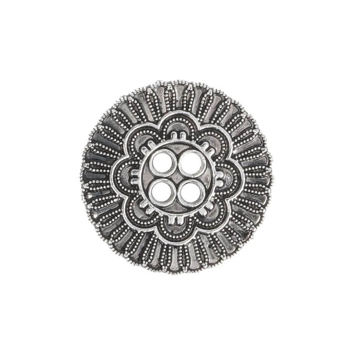 Milward Knopf 4-Loch Blume Antik 22mm altsilbern - 1x5Stk