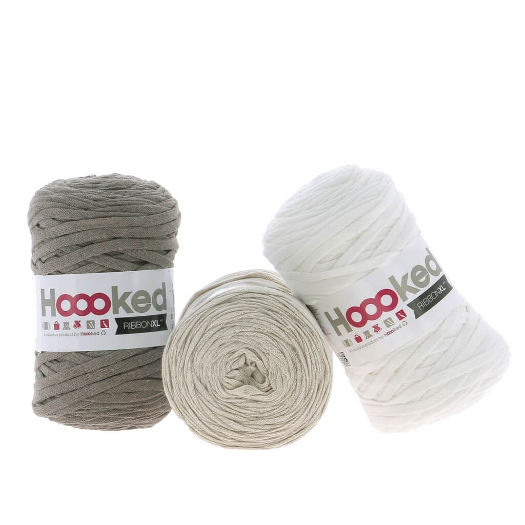 Hoooked Garn Mochaccino Pearl Hoooked Set aus 3 Rollen RibbonXL Lieblingsgarn