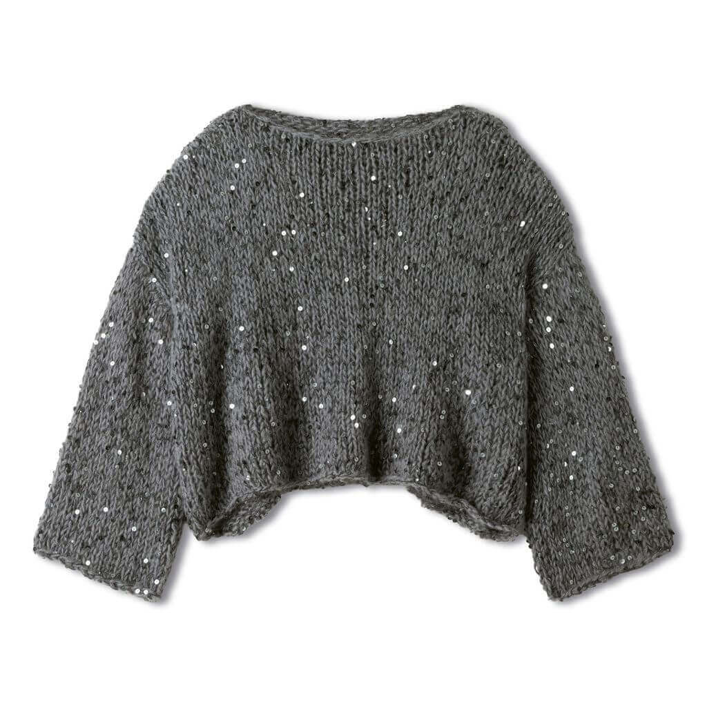 Pailletten Pullover mit Trompetenärmeln Strickanleitung - Lana Grossa (Heft)
