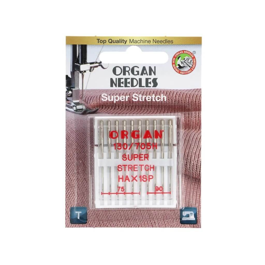 Organ Needles Organ Nähmaschinennadeln 130/705H Super Stretch 75-90, 10 Nadeln Lieblingsgarn