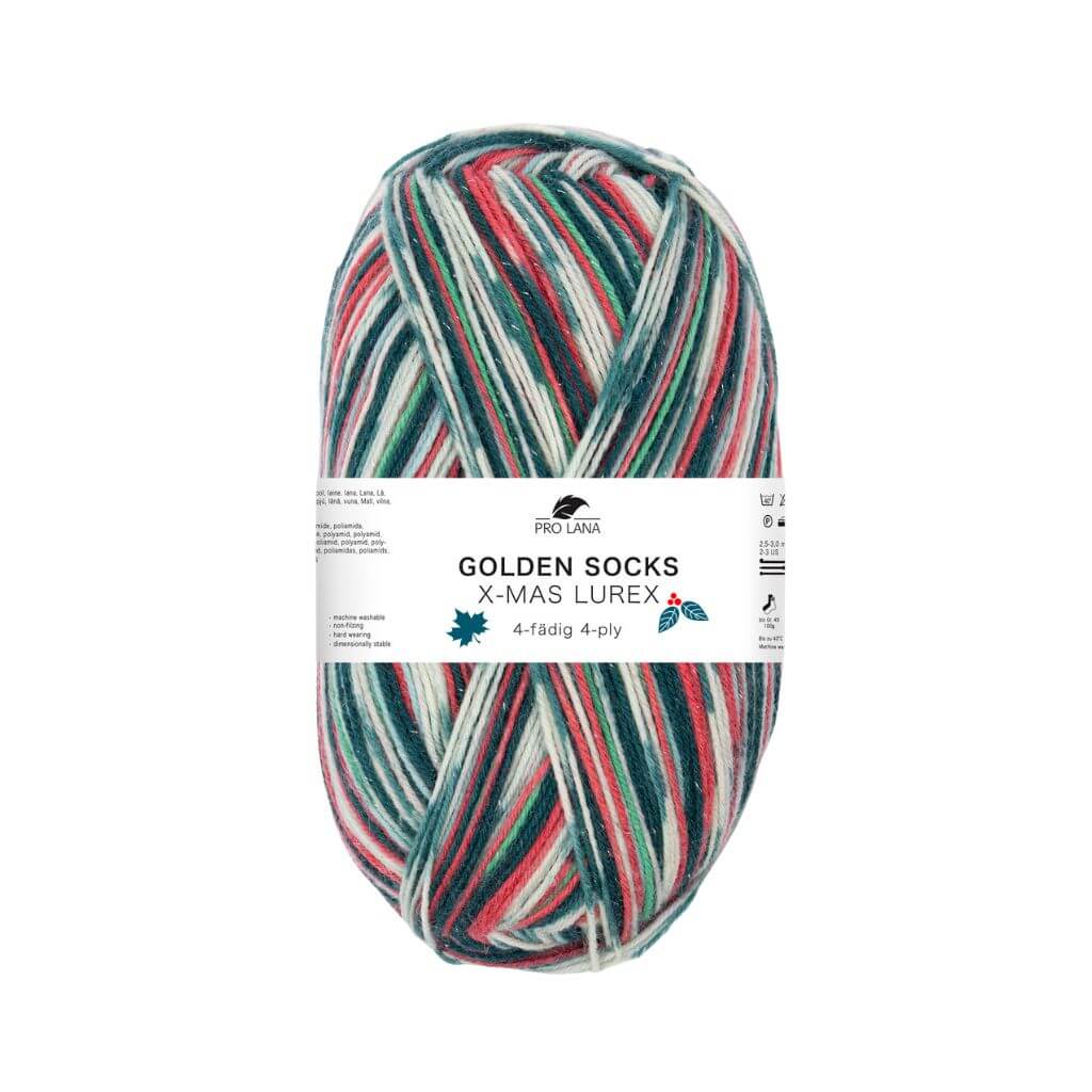 Pro Lana Golden Socks X-Mas Lurex, Farbe 50911 – Schurwolle und Synthetik bei Lieblingsgarn