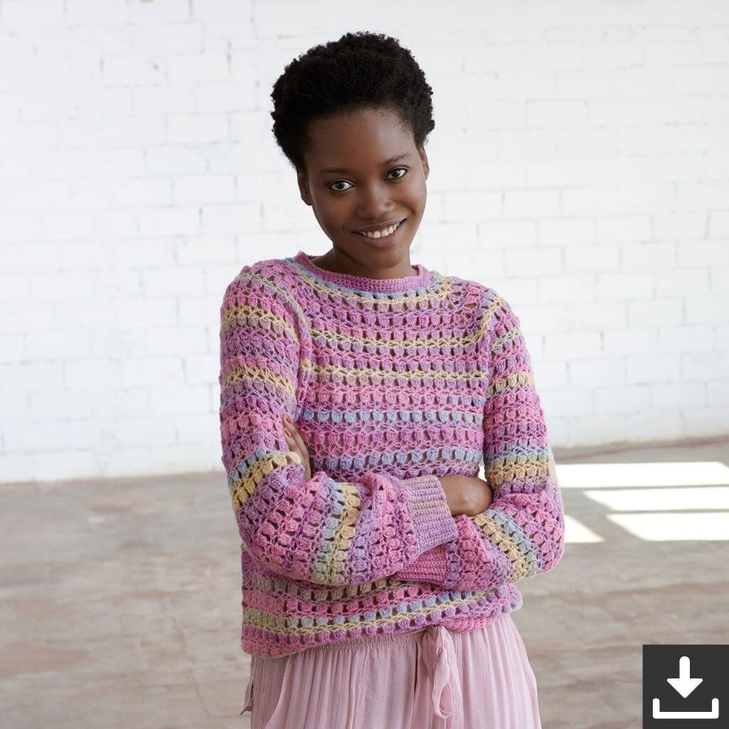 Katia Pattern Damen Pullover Bottom-Up Häkelanleitung - Katia (PDF) Lieblingsgarn