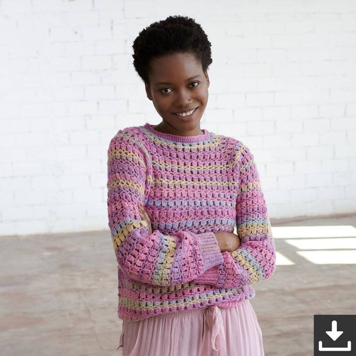 Katia Pattern Damen Pullover Bottom-Up Häkelanleitung - Katia (PDF) Lieblingsgarn