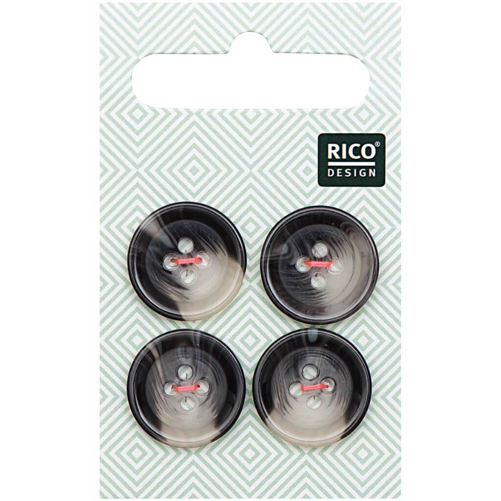 Rico Design Rico Design Knöpfe strukturiert grau 17 mm Lieblingsgarn