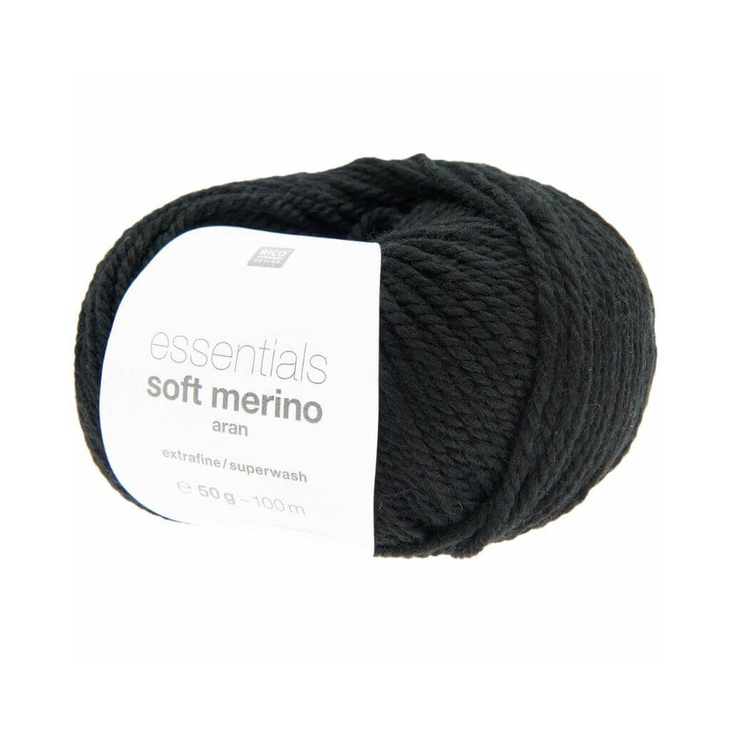 Rico Design 090 - Schwarz Rico Design Essentials Soft Merino Aran Lieblingsgarn