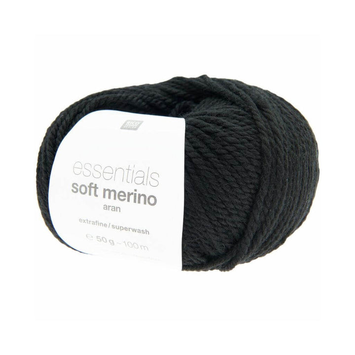 Rico Design 090 - Schwarz Rico Design Essentials Soft Merino Aran Lieblingsgarn