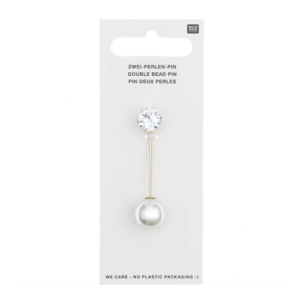Rico Design Zwei-Perlen-Pin, perlweiß/Strass, 50 x 12 mm bei bei bei bei bei bei bei bei bei bei bei bei bei Lieblingsgarn