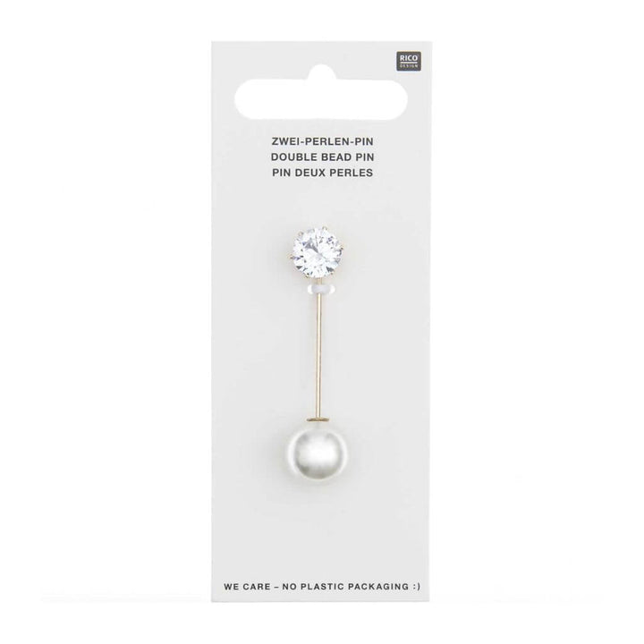 Rico Design Zwei-Perlen-Pin, perlweiß/Strass, 50 x 12 mm bei bei bei bei bei bei bei bei bei bei bei bei bei Lieblingsgarn