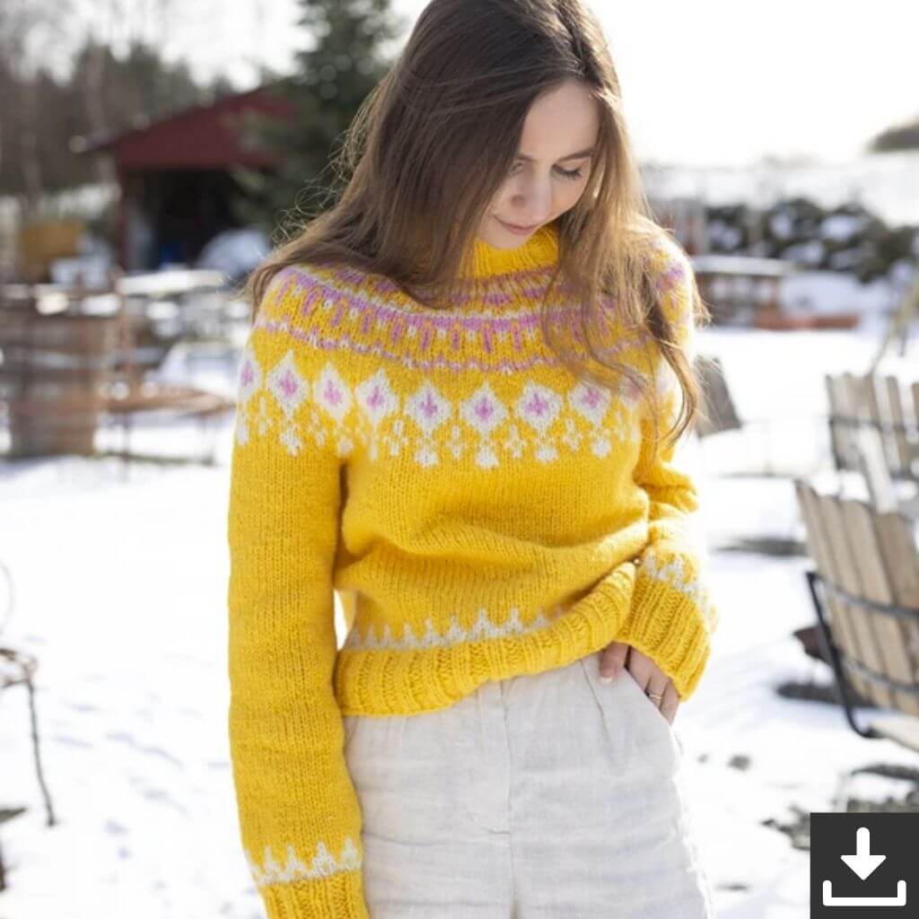 Jacquard Osterpullover Grynet Strickanleitung - Sandnes Garn (PDF)
