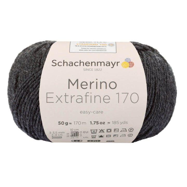 Schachenmayr 98 - Anthrazit Meliert Schachenmayr Merino Extrafine 170 Lieblingsgarn
