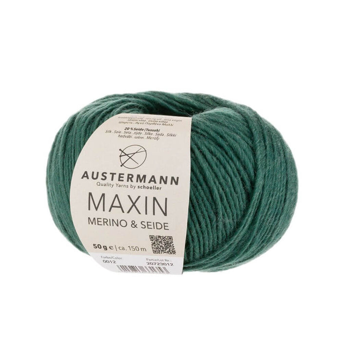 Austermann Maxin Merino &amp; Seide 50g, Farbe 12 Tanne – Schurwolle und Seide bei Lieblingsgarn