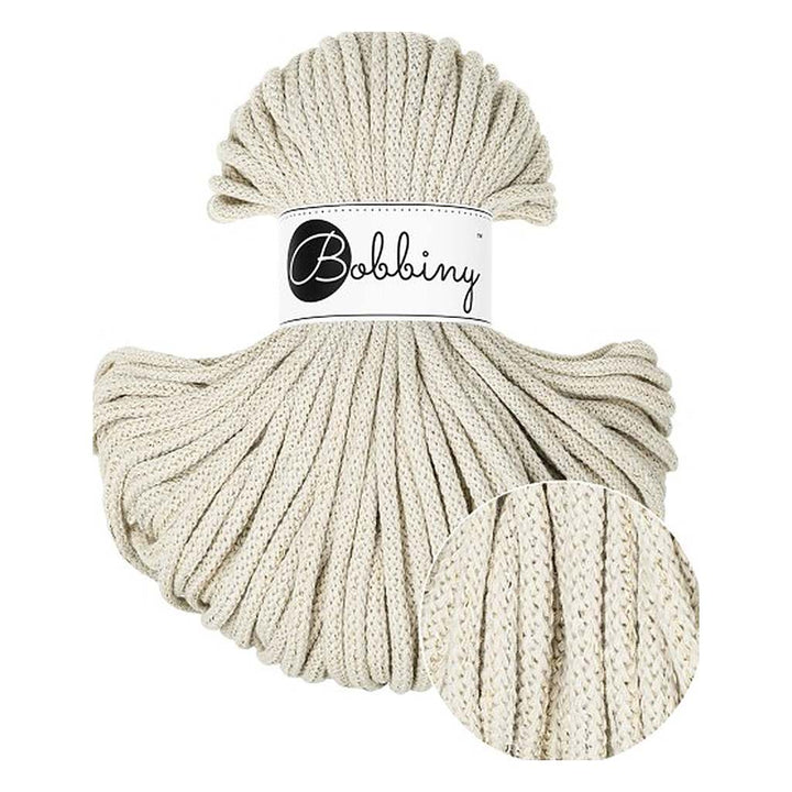 Bobbiny Premium Kordel 5 mm x 50 m, Farbe Shiny Cashmere Beige – Baumwolle bei Lieblingsgarn