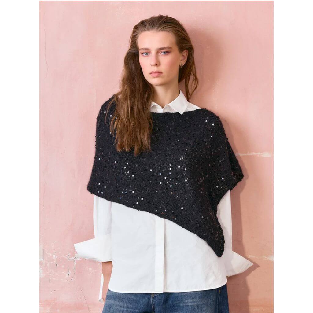 Belle Poncho Paljett Strickanleitung - Sandnes Garn (Heft)