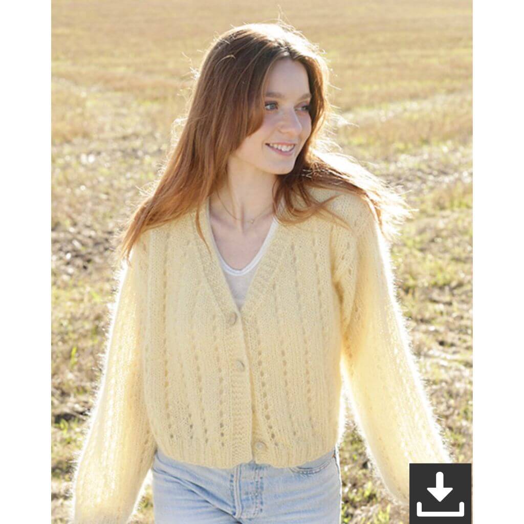 Drops Design Pattern Damen Jacke Sunshine Trail Cardigan Strickset - Drops (PDF) bei bei bei bei bei bei bei Lieblingsgarn
