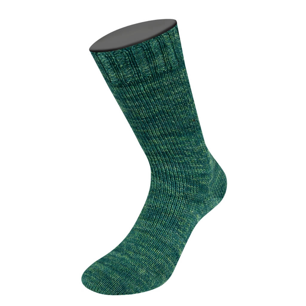 Lana Grossa Vintage Socks, Farbe 1015 Dunkel /Gelbgrün/Petrol meliert – Schurwolle und Synthetik bei Lieblingsgarn